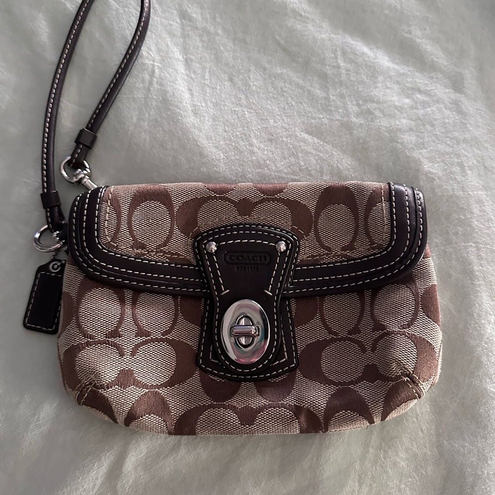 Coach Brown Wristlet Bag